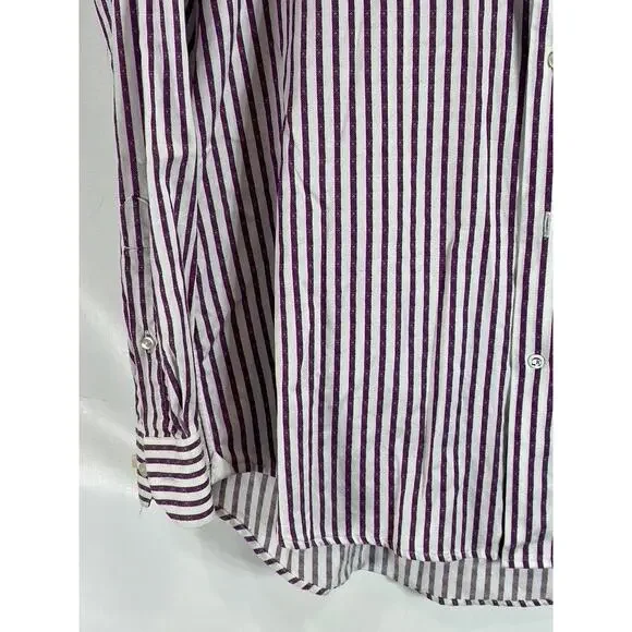ROBERT GRAHAM Men's White/Burgundy Striped Knowledge Wisdom Truth Shirt SZ 17